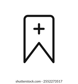 Lesezeichen Symbol hinzufügen schwarz-weißes Vektorumrisszeichen