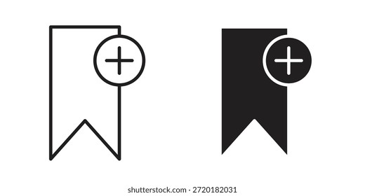 Agregar icono de marcador en el diseño de línea. Sencillo Vector de iconos