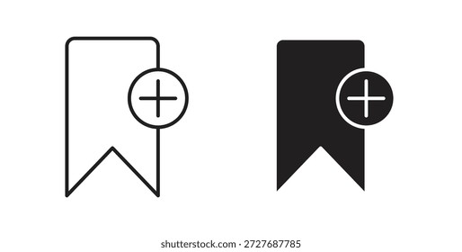 Marcador adicionar ícone em design de linha e cores sólidas em preto e branco para designs
