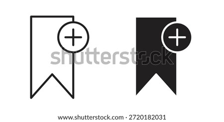 Bookmark add icon in line design. Simple icon vector