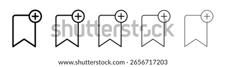 Bookmark add icon or logo illustration outline black style