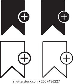Bookmark add icon set flat style. Minimalist Bookmark icons.bookmark symbol vector template,
