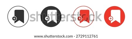 Bookmark add icon symbol in black. icon design vector stock