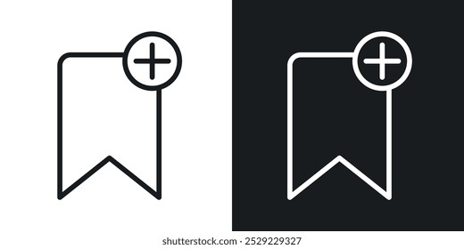 Bookmark add icon in Thin line black color. flat simple vector symbols illustration.