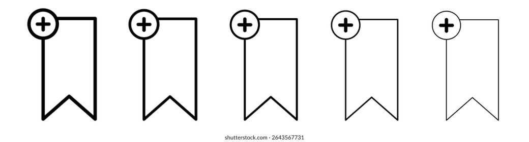 Bookmark add icon vector outline set illustration sign
