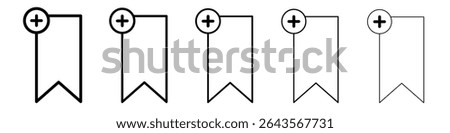 Bookmark add icon vector outline set illustration sign
