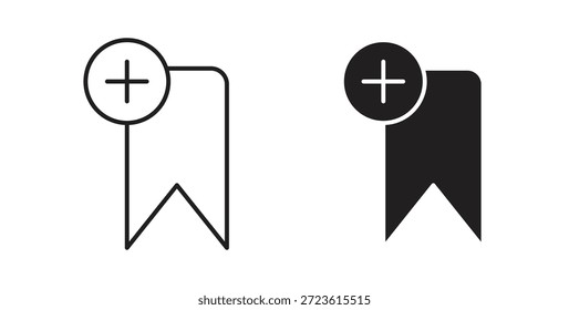 Marcador añadir iconos conjunto aislado sobre fondo blanco Ilustración vectorial plana.