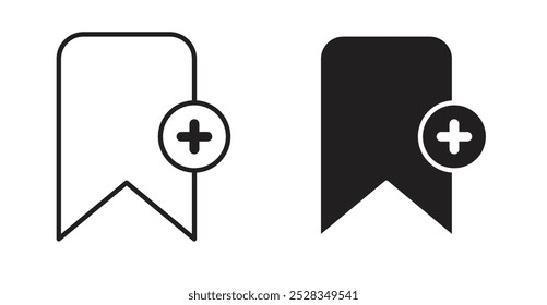 Marcador para agregar iconos. Conjunto de Vector en estilo relleno y línea.