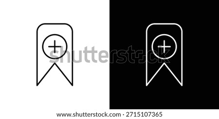 Bookmark add icons vector symbol with editable stroke lines for web designs