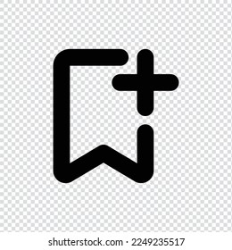 Bookmark add outline icon in transparent background, basic app and web UI bold line icon, EPS10