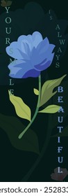 Bookmark, background, flower element, Korean design. Story of bound that always beautiful in flower in blue flower deep navy blue background.
