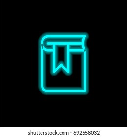 Bookmark blue glowing neon ui ux icon. Glowing sign logo vector
