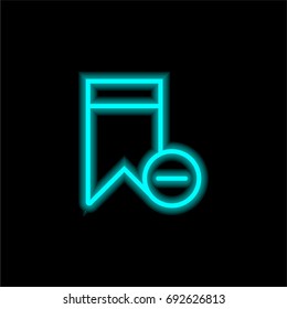 Bookmark blue glowing neon ui ux icon. Glowing sign logo vector