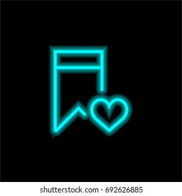 Bookmark blue glowing neon ui ux icon. Glowing sign logo vector