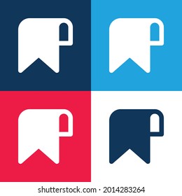 Marcador azul y rojo cuatro colores conjunto de iconos mínimo