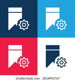 Bookmark blue and red four color minimal icon set