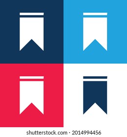 Bookmark blue and red four color minimal icon set