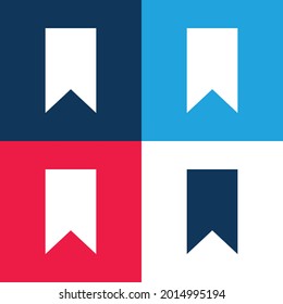 Bookmark blue and red four color minimal icon set