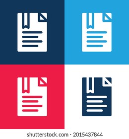 Bookmark blue and red four color minimal icon set