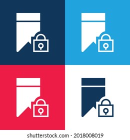 Bookmark blue and red four color minimal icon set