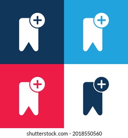 Bookmark blue and red four color minimal icon set