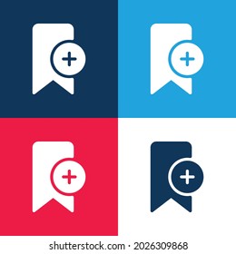 Bookmark blue and red four color minimal icon set