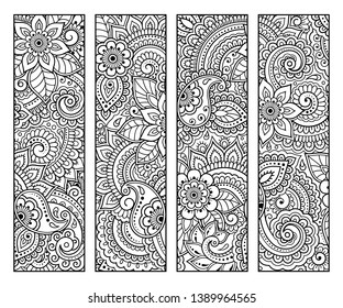 bookmark book coloring set black white stock vector royalty free 1389964553