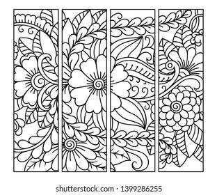 Outline Floral Pattern Coloring Book Page Stock Vector (Royalty Free ...