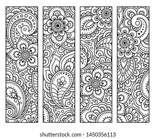 Bookmark Book Coloring Set Black White Stock Vector (Royalty Free ...