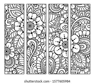 Bookmark Book Coloring Set Black White Stock Vector (Royalty Free ...