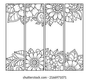 Bookmark Book Coloring Set Black White Stock Vector (Royalty Free ...