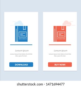 Bookmark, Book, Education, Favorite, Note, Notebook, Reading  Blue and Red Download and Buy Now web Widget Card Template