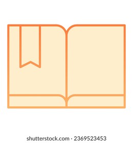 Marcador con icono plano de libro. Leer íconos anaranjados en un estilo moderno y plano. Diseño de estilo gradiente de conocimiento, diseñado para web y aplicación. Eps 10
