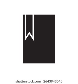  bookmark book icon vector. Simple closed book with vertical bookmark, academic or reading use.