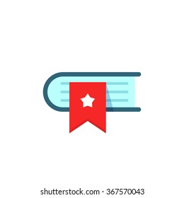 Bookmark book icon vector symbol, concept of library and bookstore logo, dictionary mark, literature education modern flat design isolated on white background