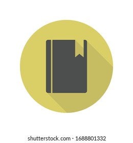 marcador en un icono de sombra larga libro. Glifo simple, vector plano de iconos web para ui y ux, sitio web o aplicación móvil