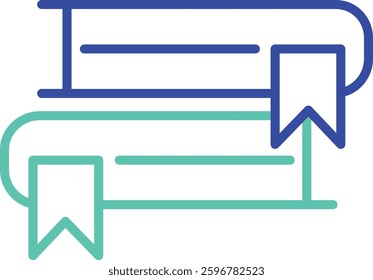 bookmark with book outline dual color vector illustration icon design