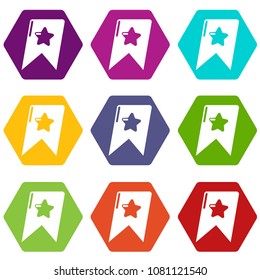 Bookmark browser icons 9 set coloful isolated on white for web
