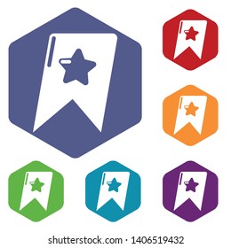 Bookmark browser icons vector colorful hexahedron set collection isolated on white