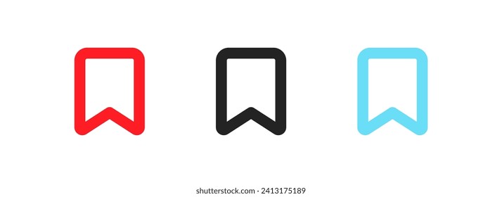 Bookmark button icons. Flat, color, bookmark buttons set, bookmark icons, button design for social networks. Vector icons