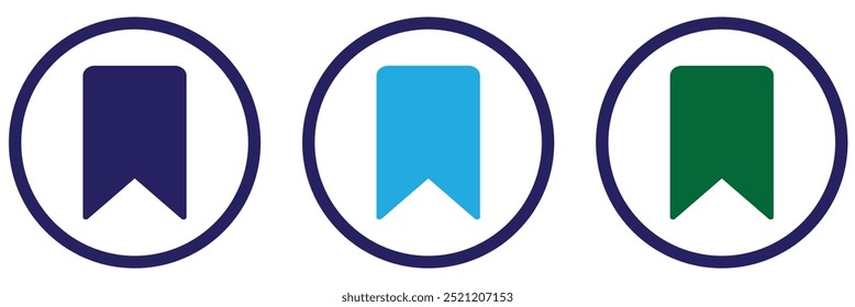 Bookmark button icons. Flat, color, bookmark buttons set, button design for social networks, bookmark icons. Vector icons