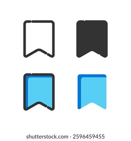 Bookmark button icons. Flat, color, bookmark buttons set, button design for social networks, bookmark icons. Vector icons