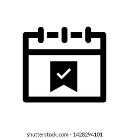 Bookmark calendar, appointment reminder icon