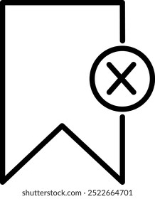 Bookmark cancel icon. Bookmark with cross vector icon. Replaceable vector design.
