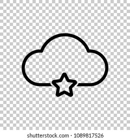bookmark cloud database. linear symbol with thin outline. simple outline icon. On transparent background.
