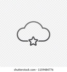 bookmark cloud database. linear symbol with thin outline. simple outline icon. On grid background