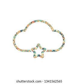 bookmark cloud database. linear symbol with thin outline. simple outline icon. Colored mosaic with polygons