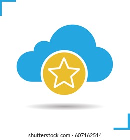 Bookmark cloud storage icon. Drop shadow silhouette symbol. Cloud computing. Add to favorite. Negative space. Vector isolated illustration