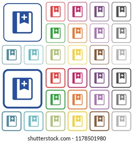 Bookmark color flat icons in rounded square frames. Thin and thick versions included.