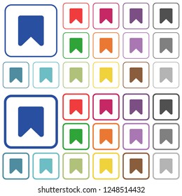 Bookmark color flat icons in rounded square frames. Thin and thick versions included.